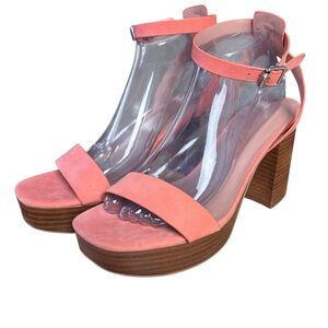 Nordstrom Anita Block Heel Leather Sandals in Peach – Women’s Sz 11
